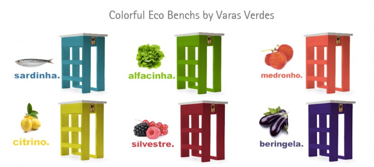 Colorful Eco Benchs varas verdes2 740x331 Colorful Eco Benchs